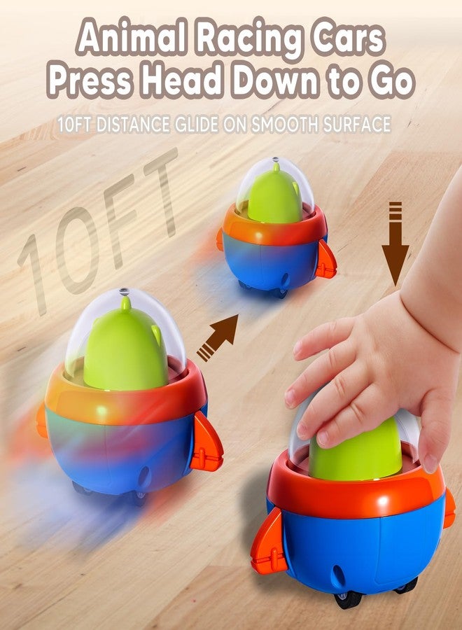 كيدز كينج مجموعة ألعاب سيارات حيوانات تعمل بالضغط من كيدز كينج، 4 قطع، للأطفال الصغار من عمر 1-3 سنوات، سيارات دفع تعمل بالاحتكاك للأطفال من عمر 6-18 شهرًا، سيارات سباق فضائية على شكل حيوانات، مجموعة سيارات لعب للأطفال الرضع، هدايا عيد ميلاد للأولاد والبنات بعمر سنة واحدة - Image 2